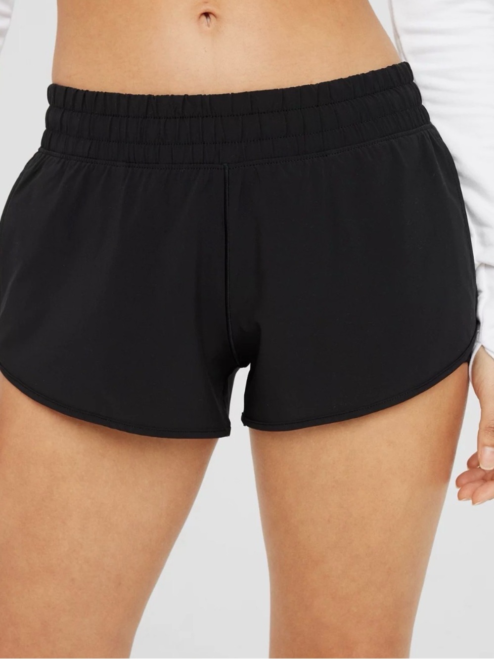 aerie Black Elastic-Waist Athletic Shorts